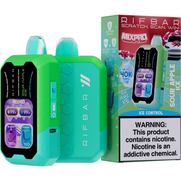 Rifbar_MixPro_40K_Puff_Disposable_Ice_Control_Sour_Apple_Ice__54183 Rifbar MixPro 40K Puff - Desechable