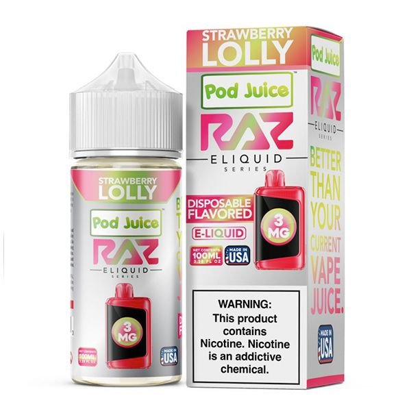 Pod Juice Raz - Strawberry Lolly 100ml