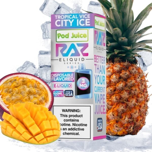 Tropical Vice City Ice - Pod Juice x RAZ E-Liquid - 100mL