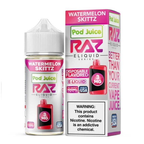 Pod_Juice_x_RAZ_Watermelon_Skittz_Tobacco_Free_Nicotine_E-Juice_100ml__09271_35003__23084 Watermelon Gush - Pod Juice 100ML